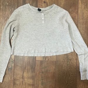 Wild fable target brand. Grey with white buttons. Cropped long sleeve.